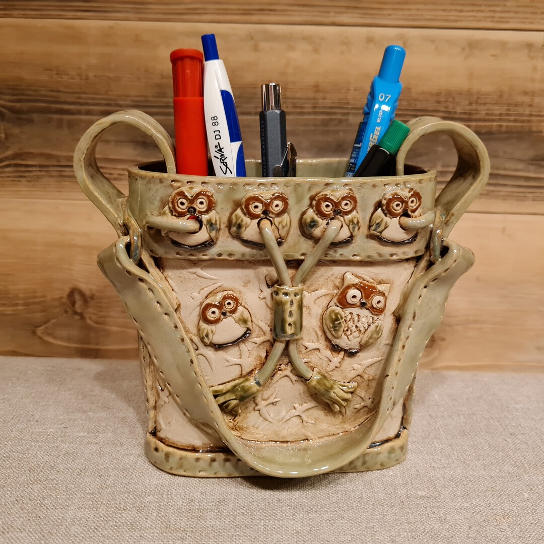 Stiftehalter "Beuteltasche Eulen"
